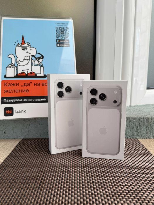 НОВ! ГАРАНЦИЯ! iPhone 17 Pro Лизинг от 96лв/м silver 256Gb сив бял USA