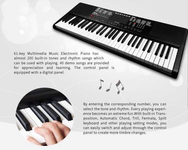 Orga electronica 61 clape +Casti bluetooth +Microfon, Pian electronic