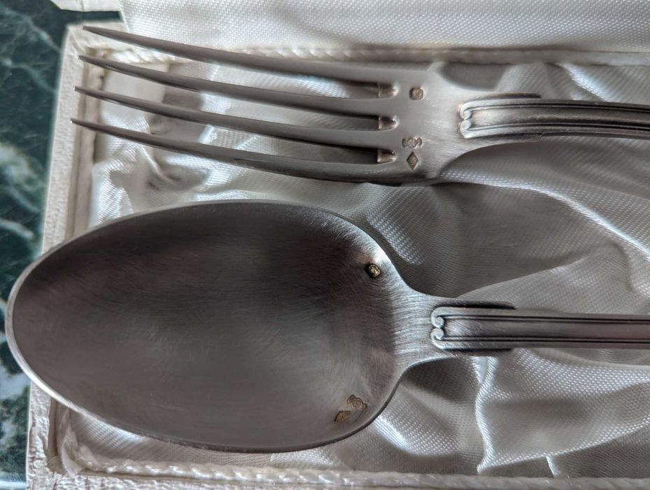 Set lingura si furculita din argint masiv Christofle 950/1000 131gr