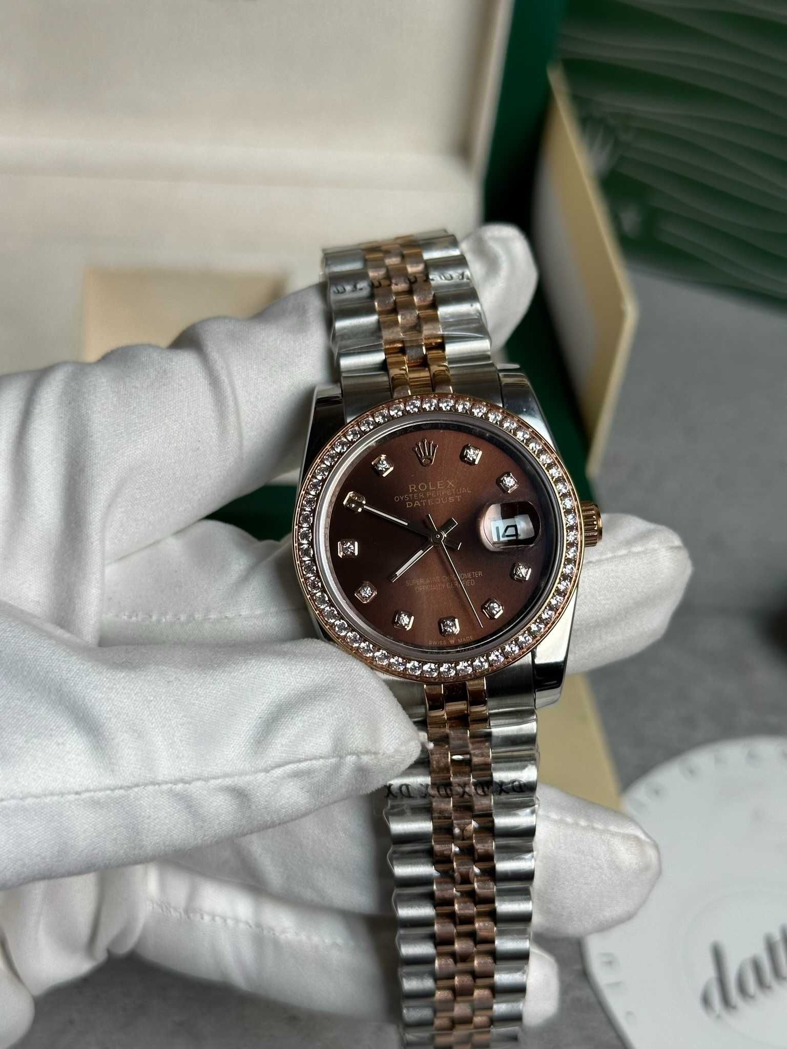 Rolex Lady Date Just 36 MM Chocolate Dial cu Pietre Super Pret