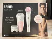 Epilator Braun Silk-epil 5, umed si uscat, Senso Smart + perie faciala