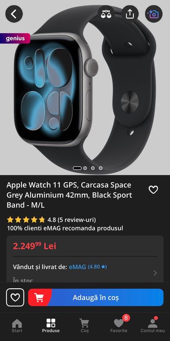 Apple Watch Seria 11 42 mm Black