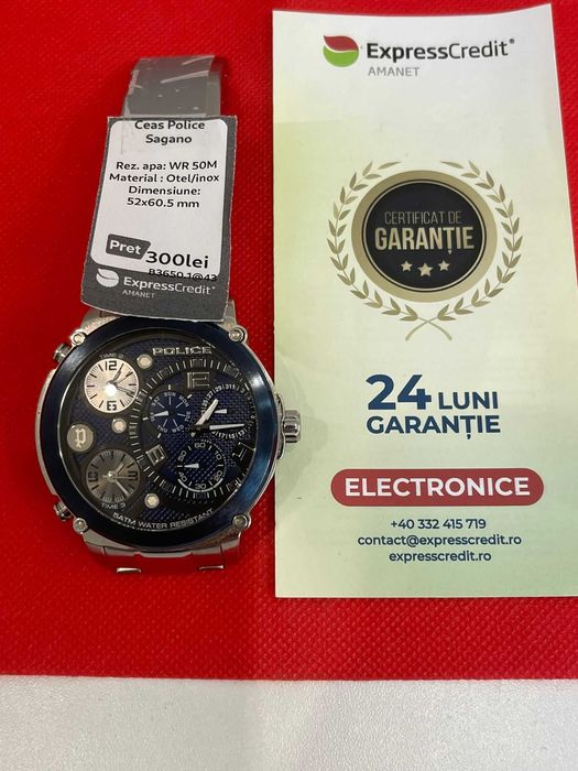 (Ag43) Ceas Quartz Police Sagano B3650 2 ANI GARANTIE!