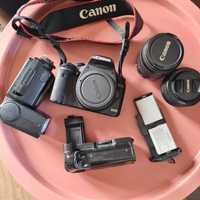 Canon EOS 500D, kit 18-55mm, grip, geanta, trepied