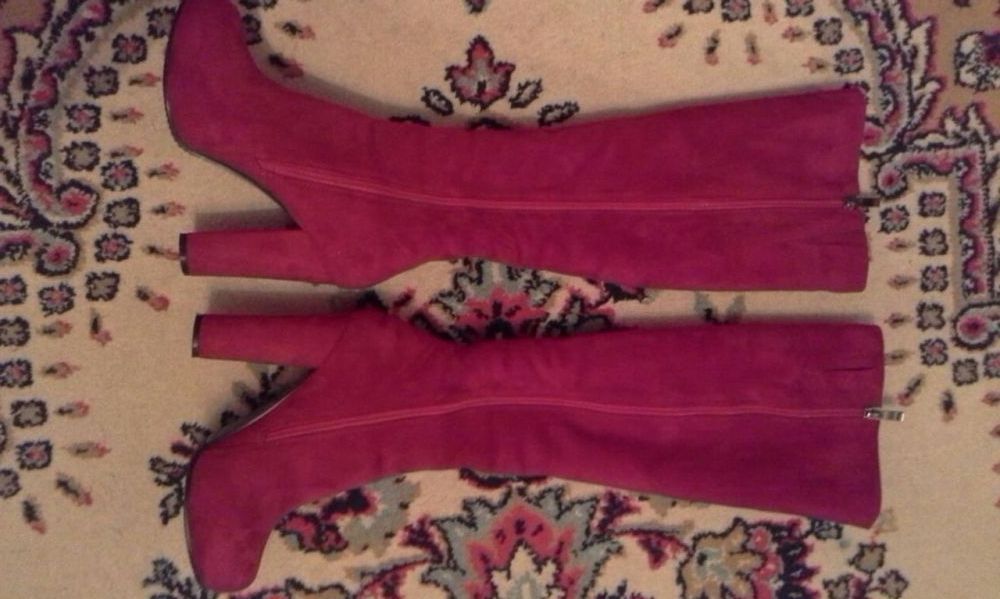 Сапоги красные экозамша 35р