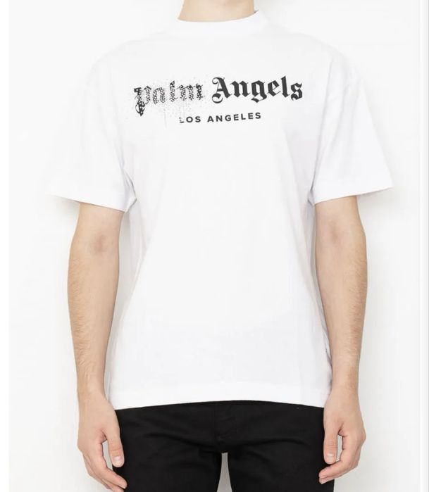 tricou palm angeks alb cu pietricele swarovsky