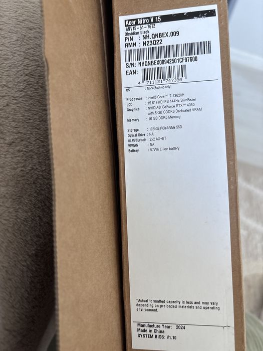 Acer Nitro V15 (ANV 15-51)- Intel i7-13620H/ 16GB RAM/ 144Hz