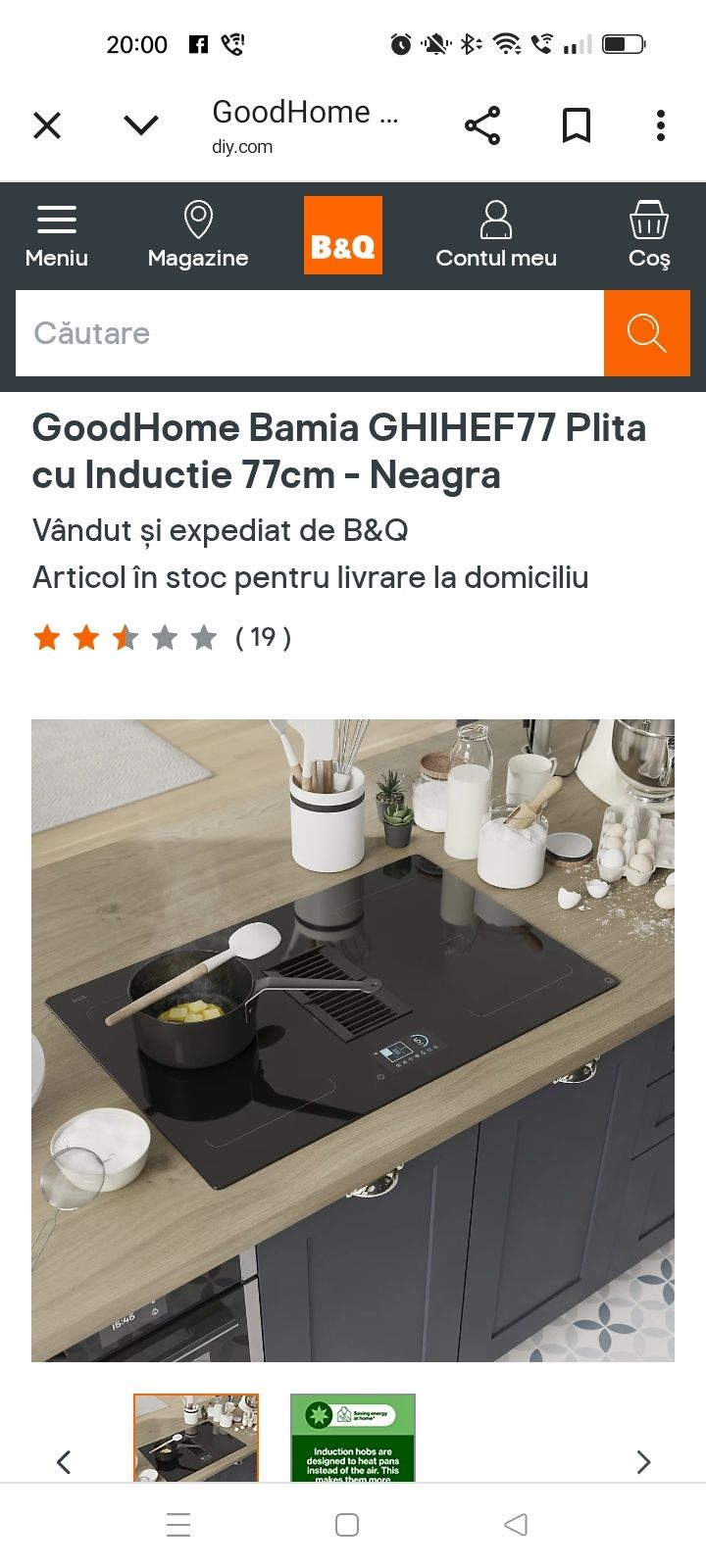 GoodHome Bamia GHIHEF77 Plita cu Inducției 77cm - cu hotă incorporata