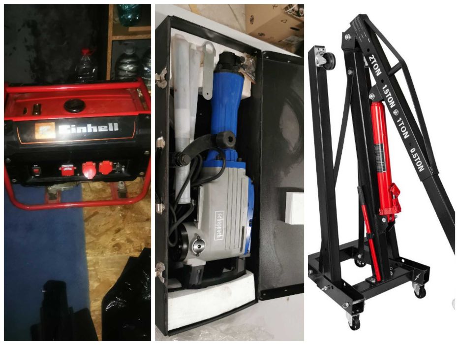 Închiriere macara motoare, generator 2.4 kW și picamer beton