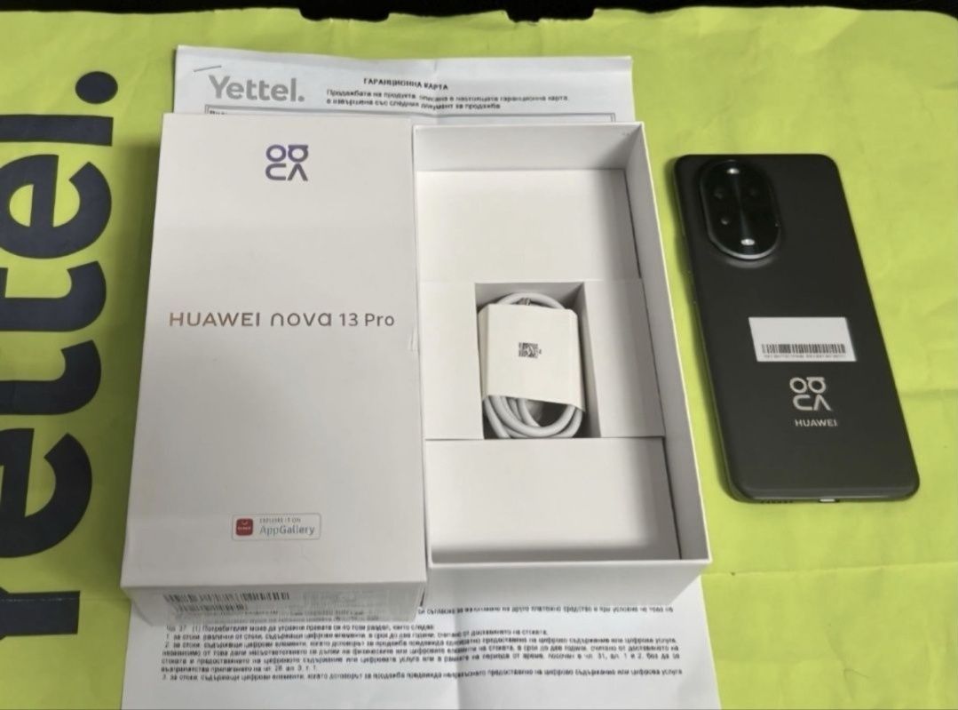 ЧИСТО НОВ 512GB Huawei Nova 13 Pro Yettel Гаранция  3г. 2028 Black