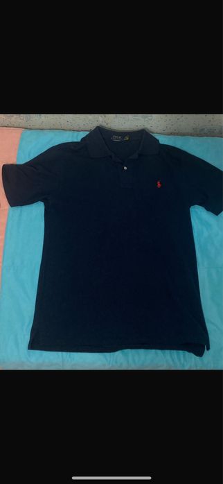 Футболка-поло синего цвета, мужской. Можно подросткам.