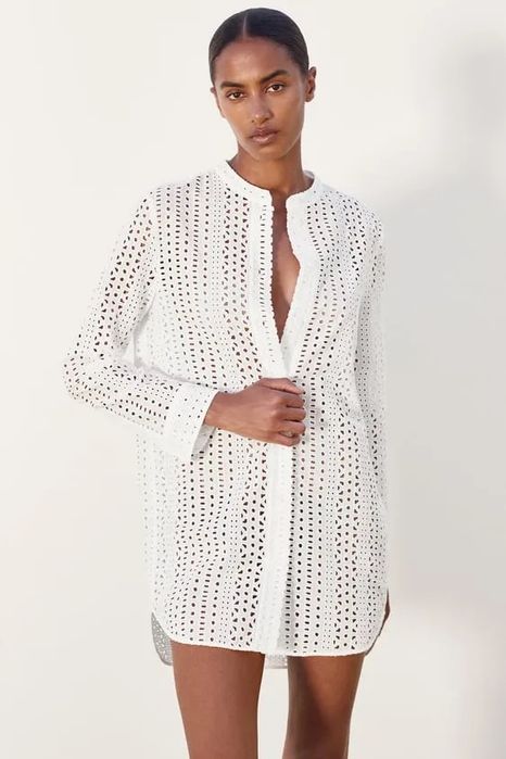 Rochie Zara tip tunica din broderie sparta, XS