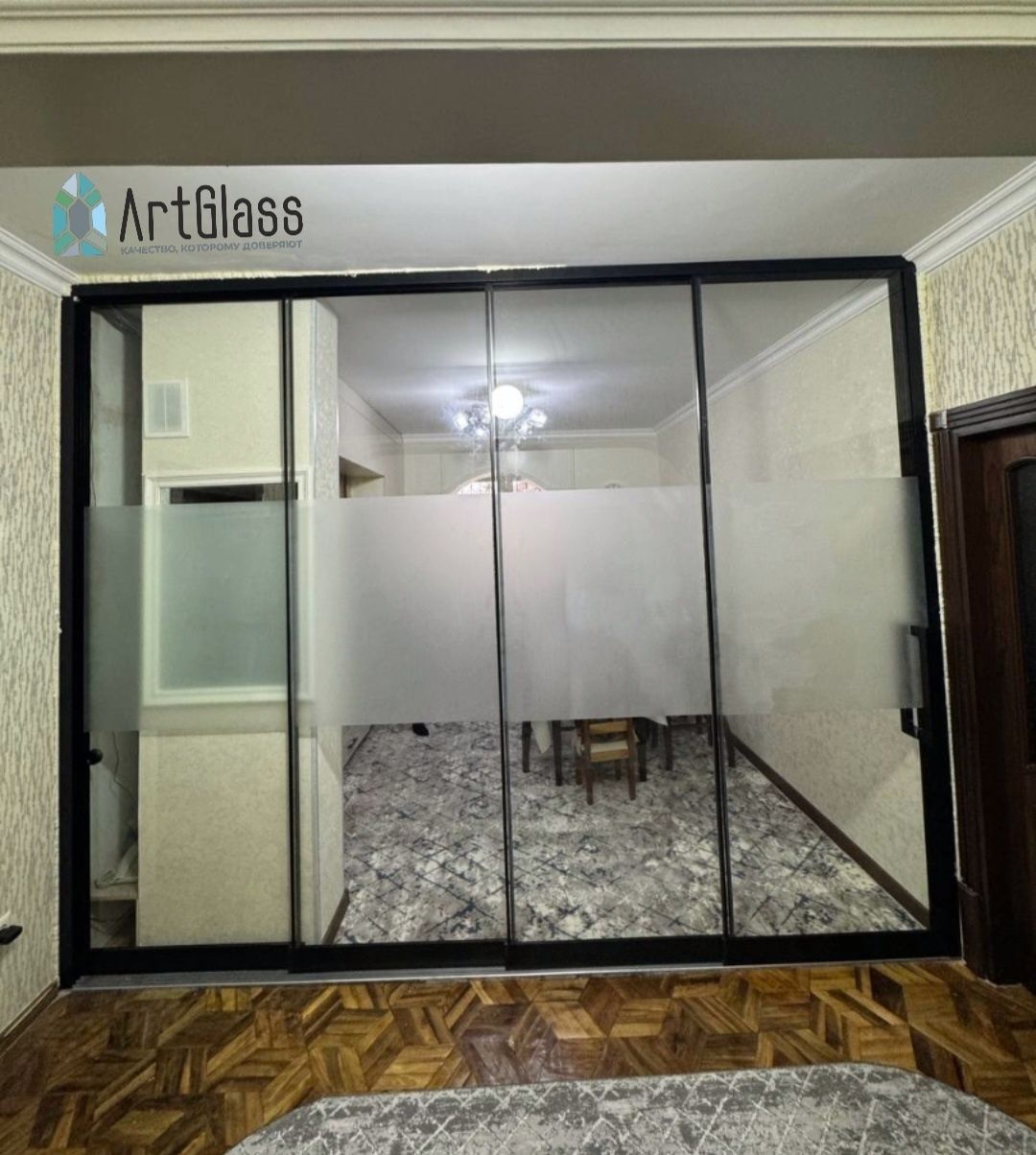 Стеклянные двери из калёного стекла в Ташкенте
