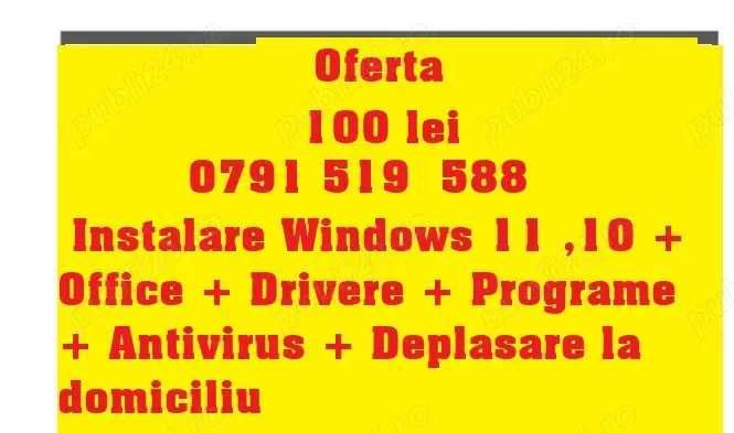 instalare windows 11,10,office,drivere,programe pc,jocuri ,antivirus
