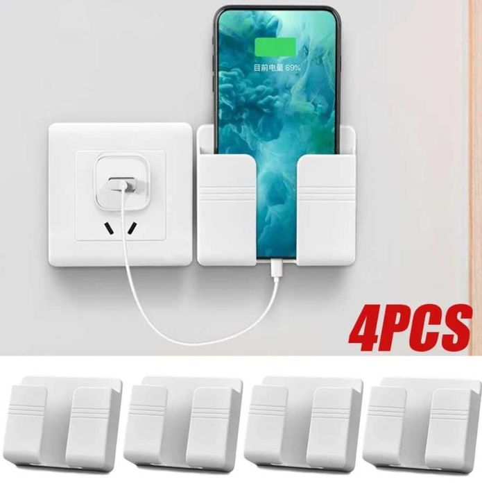 Suport pentru telecomanda sau telefon, autoadeziv - alb