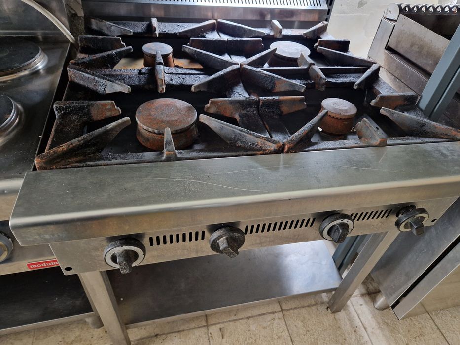 Aragaz inox, aparat de gatit cu 2 ochiuri si plita mare, 120x70 cm