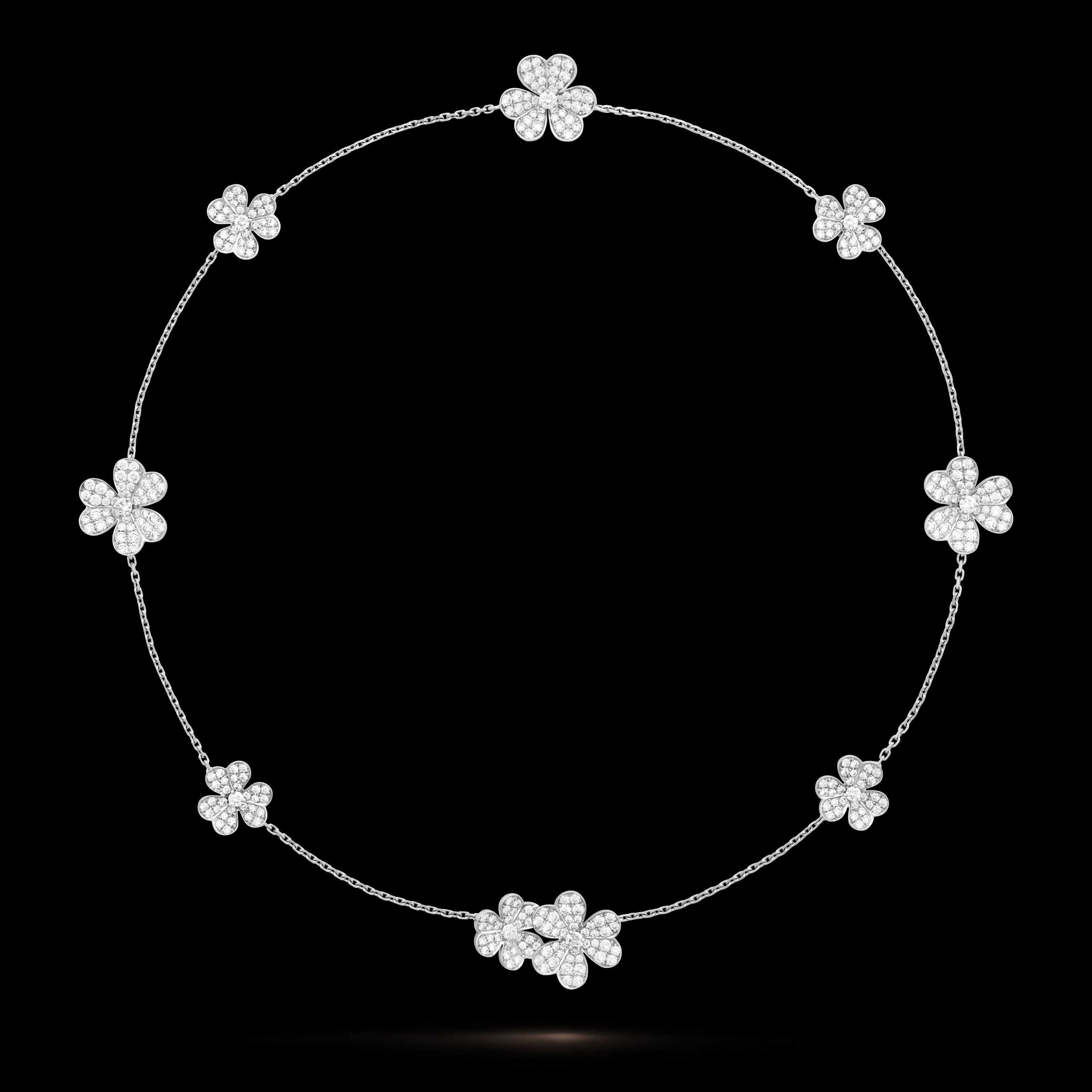 Van Cleef & Arpels VCA Silver Diamond 9 Flowers Frivole Дамско Колие