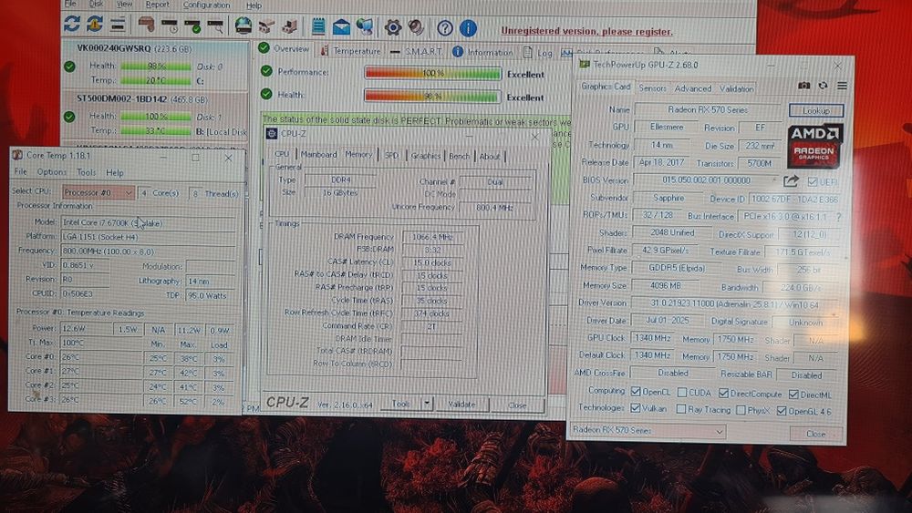 Unitate PC Gaming I7 6700K video 4GB RX 570 16GB RAM SSD