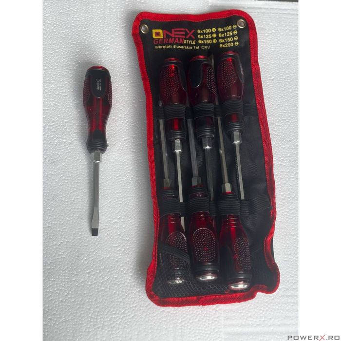 Set surubelnite 7 piese, cap drept, chrome-vanadium, Onex