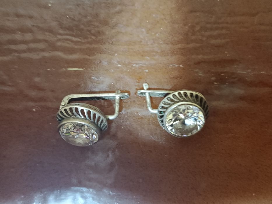 Советские серебряные серьги с фианитами