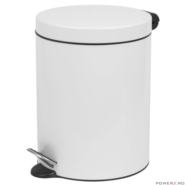 Cos de gunoi cu pedala, capacitate 5 litri, insertie ignifuga, alb,