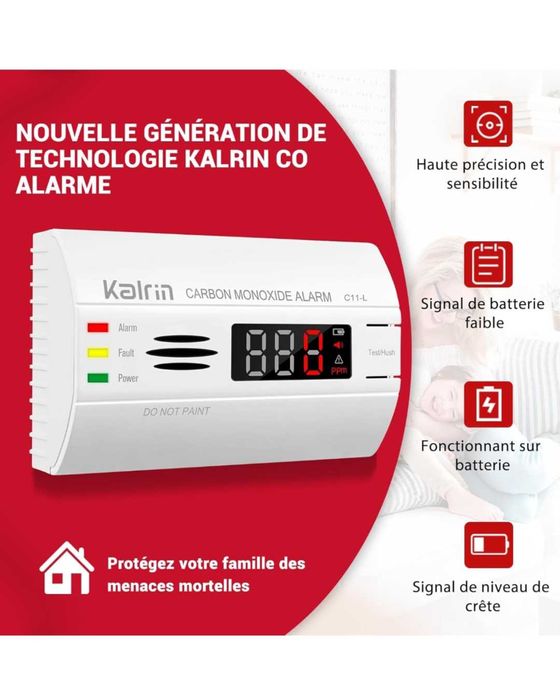 Аларма за въглероден окис Kalrin с дигитален светодиоден дисплей