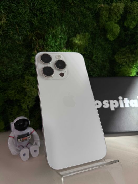 iPhone 15 Pro White Titanium Alb 128GB, 100% Baterie #7019