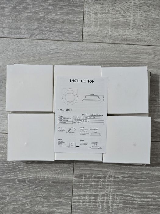 Set 6 Spoturi LED încastrate 230V, dimmabile, 3 trepte, 6W, IP44