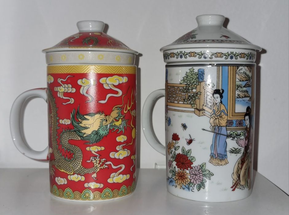 Set casti ceainic portelan cu infuzor