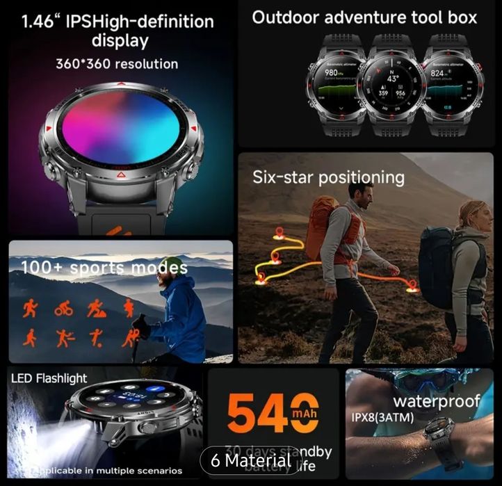 Smartwach, cu Gps, rezistent la apa, altimetru