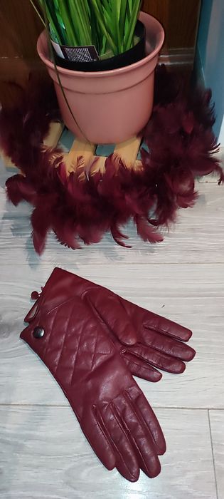 Manusi piele naturala, extrafine, bordo vișiniu, nr 7, noi