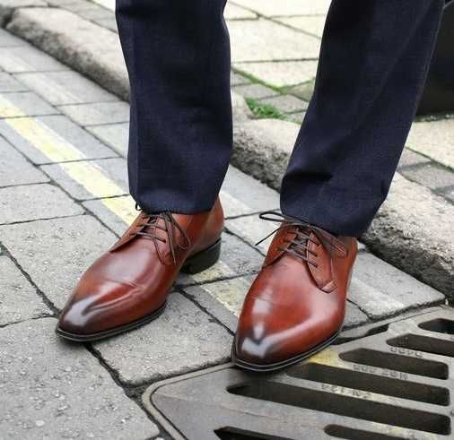 Pantofi derby 41 plain toe premium Whild Rhino NOI piele naturala moal