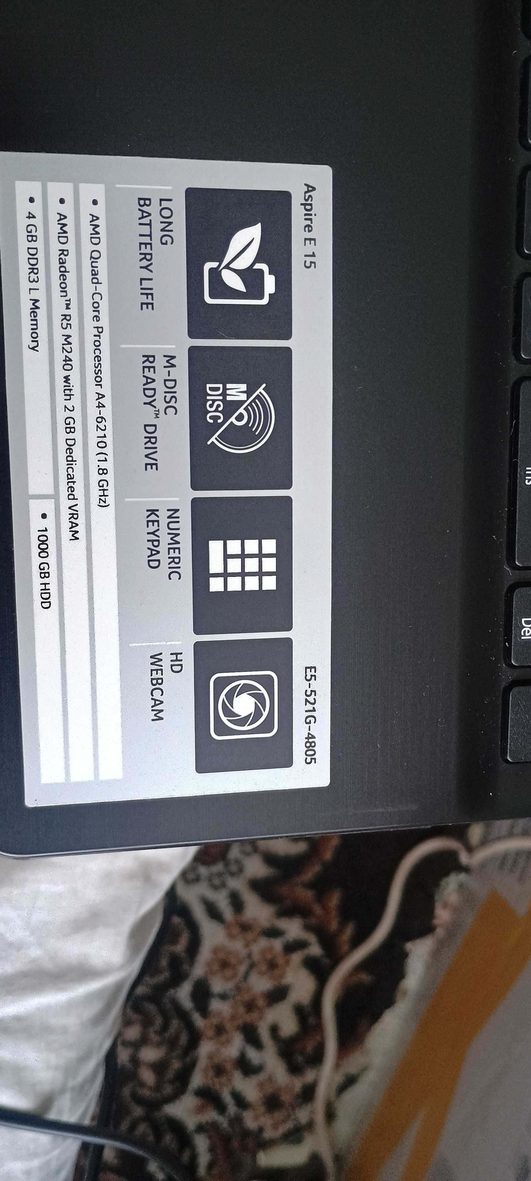 Лаптоп Aser E15    E5-521G-4805