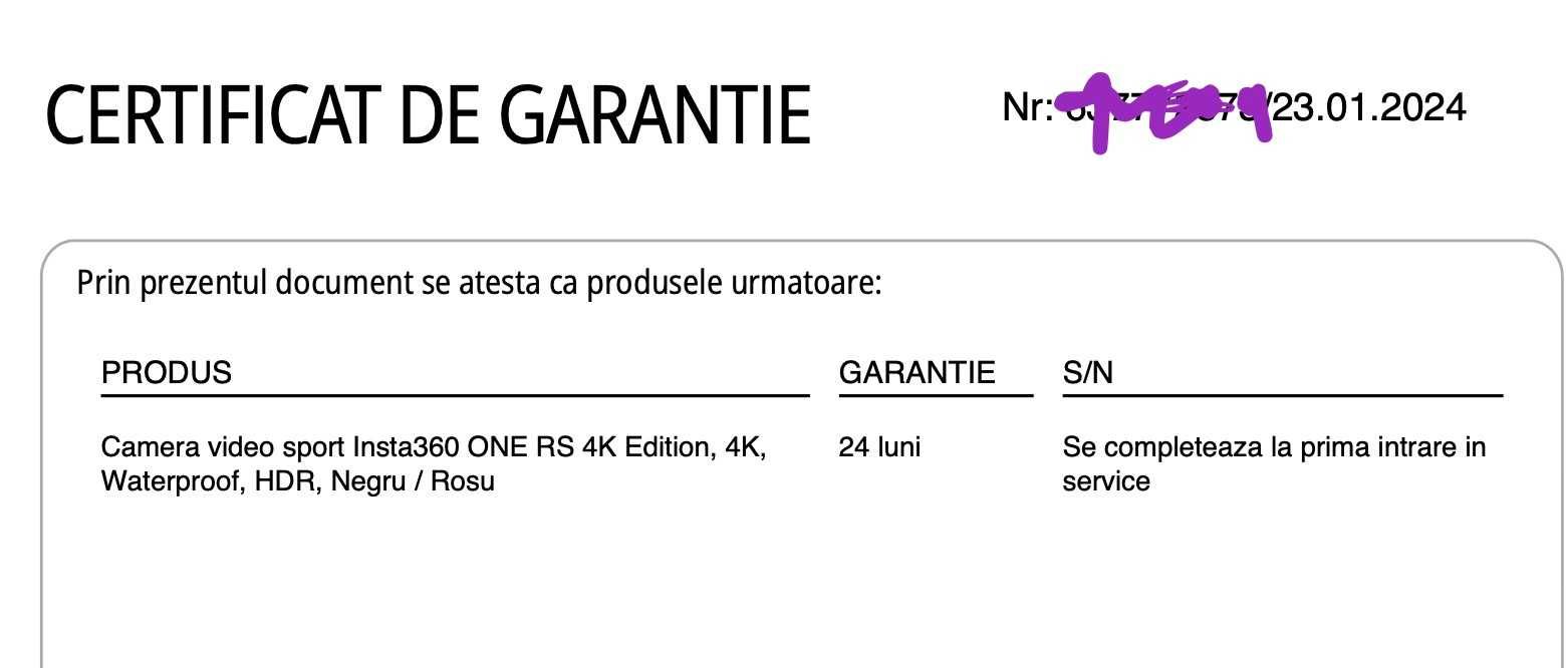 Camera video sport Insta360 ONE Rs Twin Edition, 5.7K, 360° Garantie