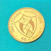 Monedă Aur, 22 kt., Emiratele Arabe Unite 50 Ryals 1969. Proof! Rară!