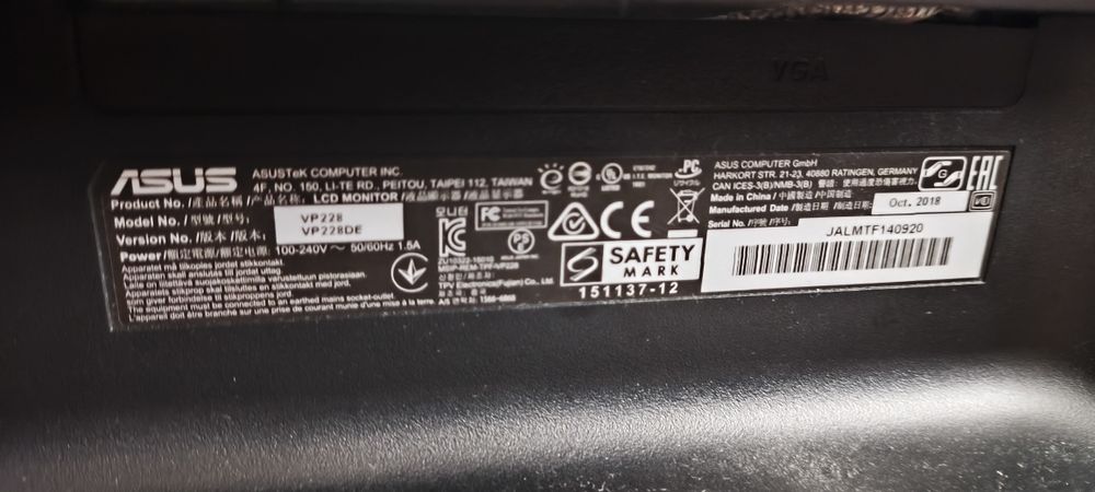 Монитор-ASUS 22 VS 228 LCDD