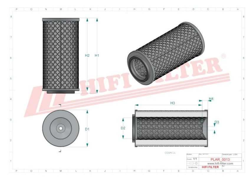 Filtru aer NOU HIFI SA 11555 Caterpillar 5080 Case A 8000/8800