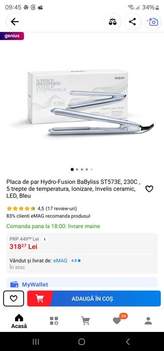 Placa de par Hydro-Fusion BaByliss ST573E