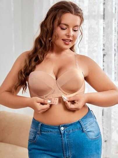 Сутен без презрамки в телесен цвят 105C Plus Size