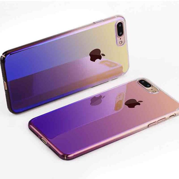 Husa Apple iPhone 7Plus Elegance Luxury Gradient Color Albastru-Galben