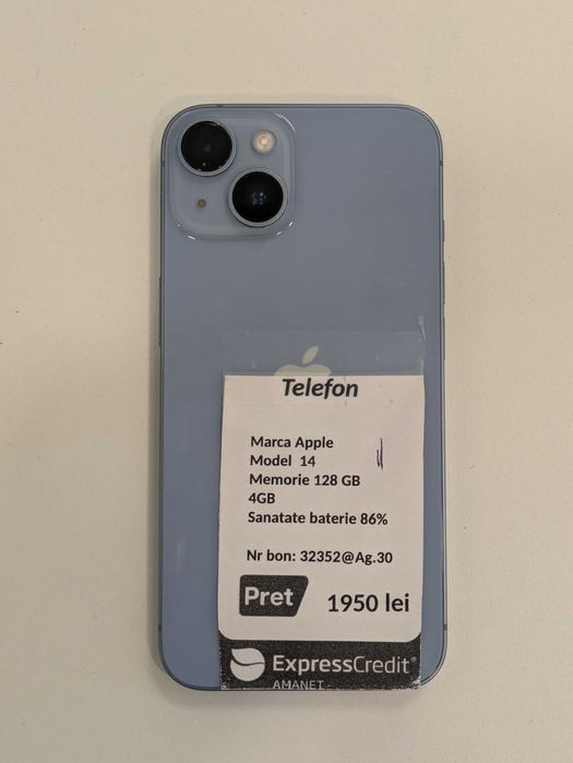 Iphone 14 128GB (Ag27 Gara2 b.32352) - garantie 2 ani!