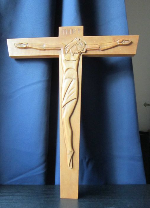cadou rar Ierusalim 1980 Cruce Crucifix Corpus Christi lemn maslin