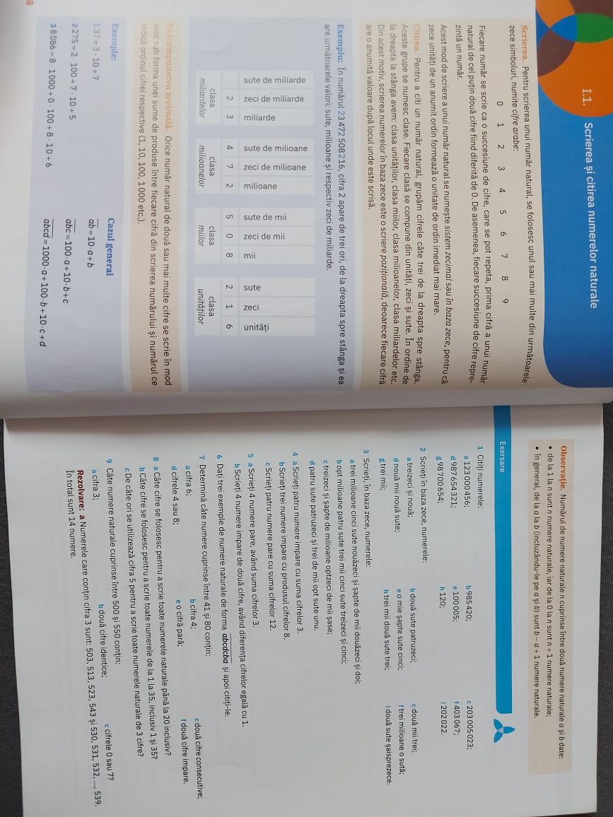 Matematica clasa a V-a, semestrul I