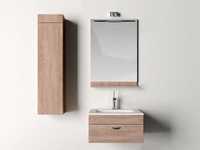 Mobilier baie NOU: lavoar+oglinda+dulap Dalet Fold stejar 60cm