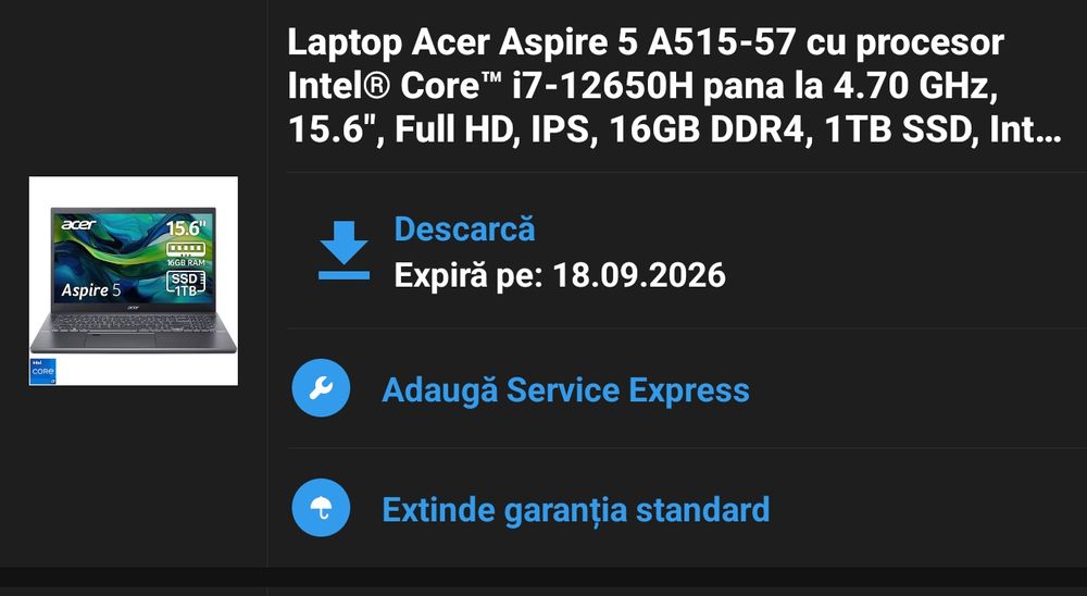 Laptop Acer 1Tb ssd ca nou