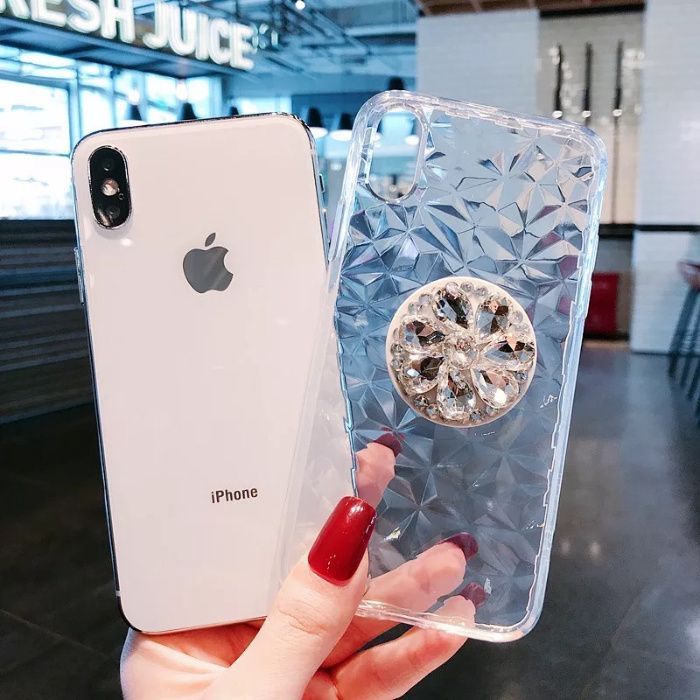 Husa din silicon si suport cu pietricele pt Iphone XR , XS Max