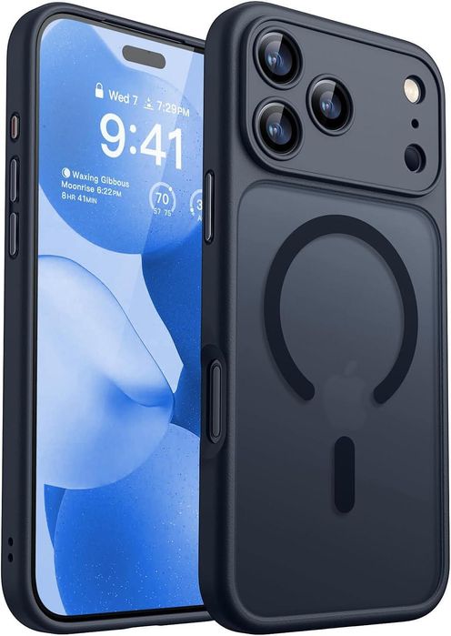 Матов magsafe кейс за apple iphone 17 pro max - черен