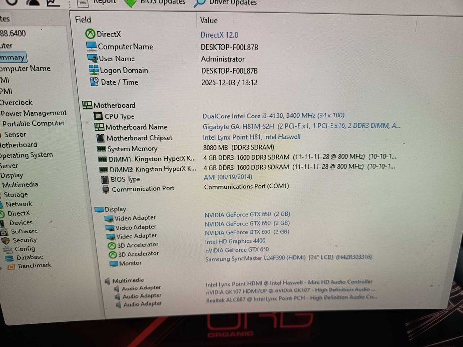 Kit esport gaming, Core i3 4130 + placa baza + 8gb ddr3 HyperX