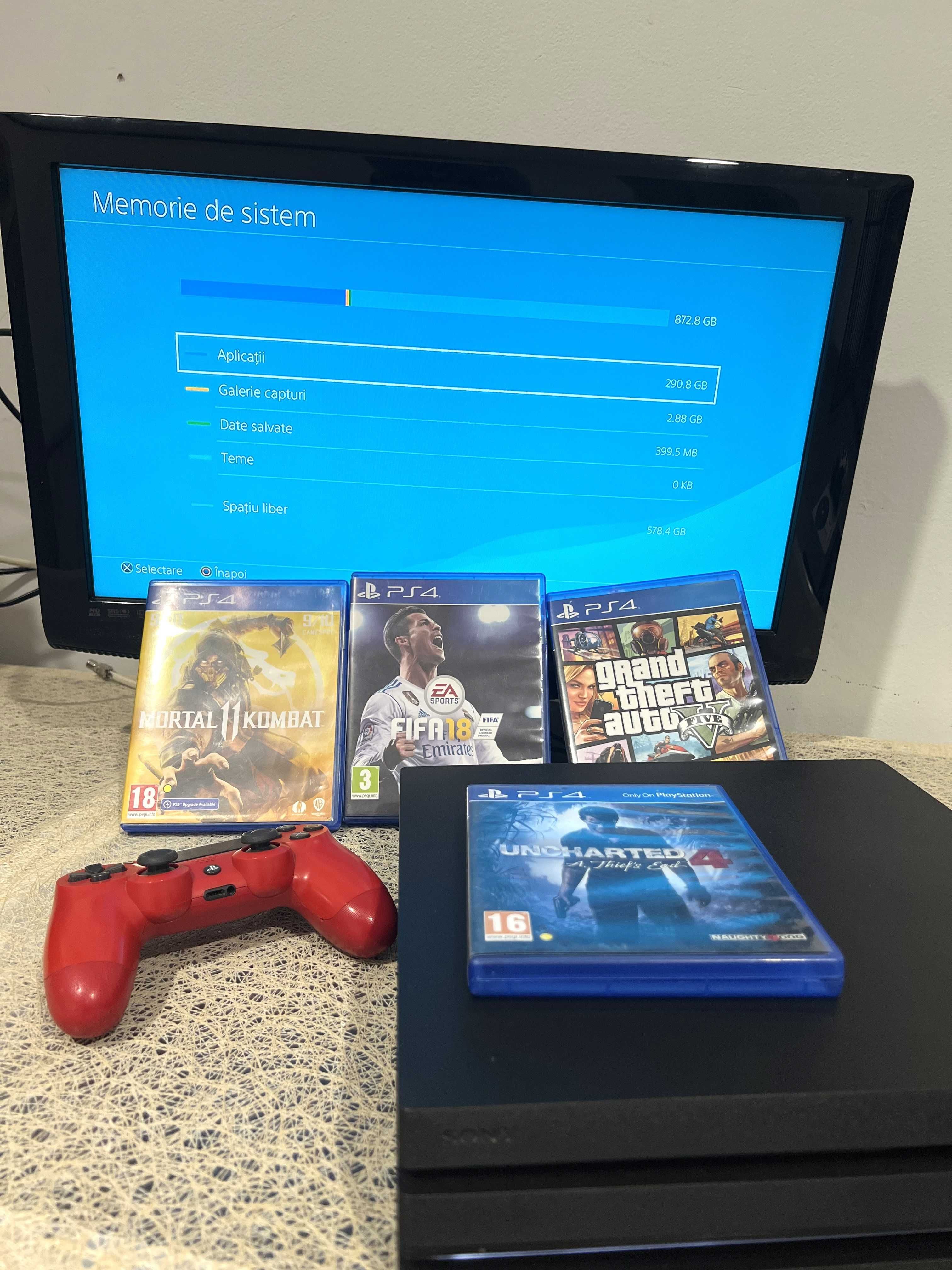 Consolă PlayStation Sony PS4 Pro, 1TB cu 4 jocuri!