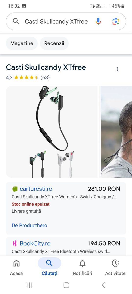 Casti bluetooth Skullcandy XT Free in cutie ca noi schimb